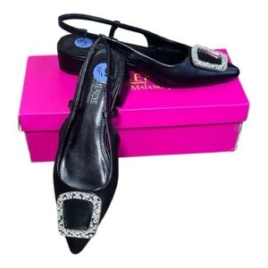 Catherine Catherine Malandrino Black Slingback Pointy Toe Low Heel Shoe New 6.5